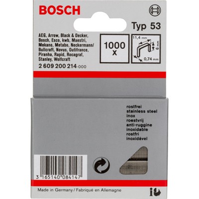 Feindrahtklammer Typ 53 rostfrei 11,4x0,74x6mm 1.000er-Pack (2609200214) von Bosch