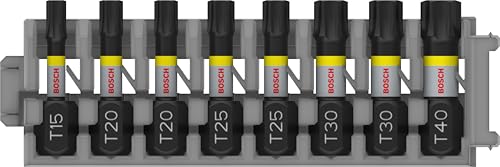 Bosch Accessories 8tlg. Schrauber Bit Set Torx (Impact Control, T Bits - Länge 25mm, Pick and Click, Zubehör Schlagschrauber Bohrschrauber) von Bosch Accessories