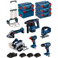 Kit BK603 (GSB18V-45 +GDX18V-200 +GKS18V-57-2 +GST18V-125B +GBH18V-22 +GWS18V-7 + 3x4,0Ah pc +GAL18V-40 + 5xL-Boxx +caddy) - Bosch von Bosch