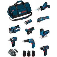 Bosch - Kit BMKB9-28CD3 (GSR12V-15+GTB12V-11+GDR12V-105+GWS12V-76+GST12V-70+GOP12V-28+GSA12V-14+GLI12V-80+GHO12V-20+3x2,0Ah...) von Bosch