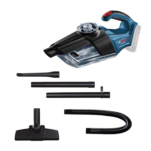 Bosch Professional 18V System Akku Handstaubsauger GAS 18V-1 (ohne Akkus und Ladegerät, mit Absaugrohr, Fugendüse, Teppichdüse, Behältervolumen 1 Liter, im Karton) von Bosch Professional