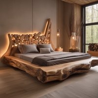 Schwebendes Baumstammbett Mit Beleuchtetem Designerkopfteil Aus Massivholz - Saeculum Schwebendes Baumstammbett Mit Beleuchtetem Designerkopfteil Aus Massivholz - Saeculum von BoscoBoschivo