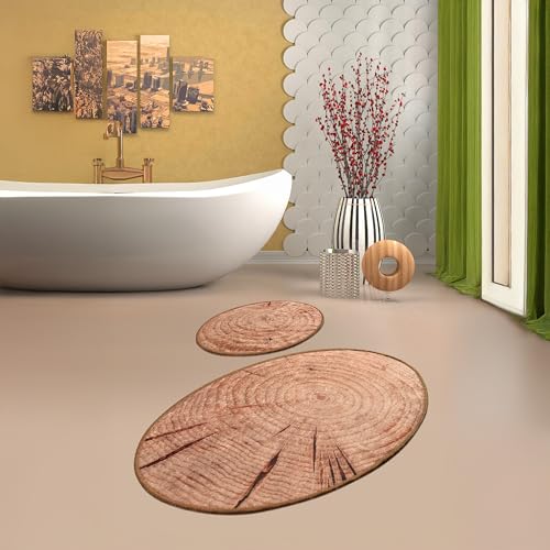 Bosdela Wood Ovales 2-Teiliges Badezimmerteppich-Set, Rutschfester WC-Vorleger & Badezimmerteppich, Wasserabsorbierend, Anti-Rutsch, 60x100 cm Holz Oval Design Bosdela Wood Ovales 2-Teiliges Badezimmerteppich-Set, Rutschfester WC-Vorleger & Badezimmerteppich, Wasserabsorbierend, Anti-Rutsch, 60x100 cm Holz Oval Design von Bosdela