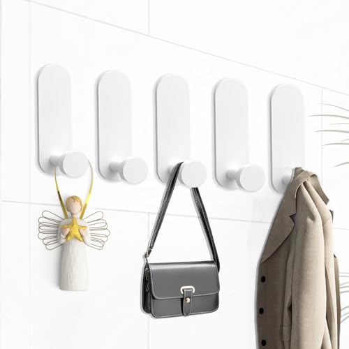 Bosdontek 5 Stück Klebehaken, Haken Selbstklebend Klebehaken Extra Stark Kleiderhaken Selbstklebend, Handtuchhaken Wandhaken Selbstklebende Ideal für Bad und Küche-5 Stück (Weiß) von Bosdontek