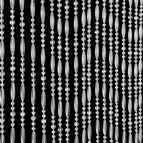 Acryl-Kristall-Perlenvorhang, 90,2 x 200,7 cm, Wellenmuster, Türdekoration, 45 Stränge, Raumteiler für Fenster, Schlafzimmer, Balkon (weiß) von Boshen