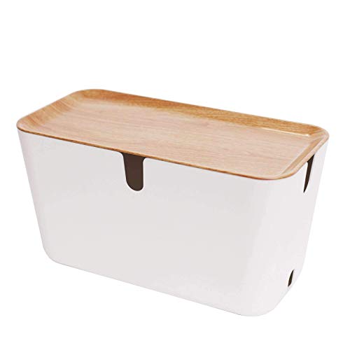 Bosign Kabelbox Hideaway XXL, Kunststoff, weiß, naturbraun, B 46 x T 21,5 x H 24,5 cm von bosign