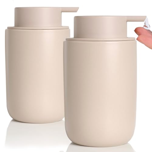 BosilunLife Seifenspender Spülmittelspender, 350 ml Seifespender Keramik Nachfüllbar, Großer Pumpenkopf, Stylisch und rutschfest, BPA-frei für Küche, Bad, Kahki BosilunLife Seifenspender Spülmittelspender, 350 ml Seifespender Keramik Nachfüllbar, Großer Pumpenkopf, Stylisch und rutschfest, BPA-frei für Küche, Bad, Kahki von BosilunLife