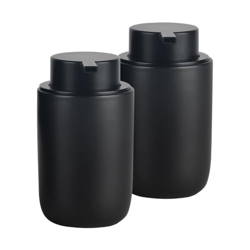 BosilunLife Seifenspender Spülmittelspender, 350 ml Seifespender Keramik Nachfüllbar, Großer Pumpenkopf, Stylisch und rutschfest, BPA-frei für Küche, Bad (Schwarz, Flüssigseifenspender) von BosilunLife