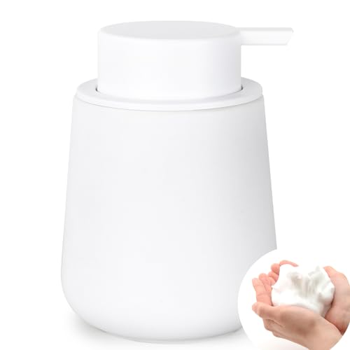 BosilunLife Seifenspender Weiß, 350 ml Spülmittelspender Nachfüllbar, Großer Pumpenkopf für Leichtes Pressen, Stylisch und rutschfest, BPA-frei für Küche, Bad, Arbeitsplatte (Schaumseifenspender) von BosilunLife