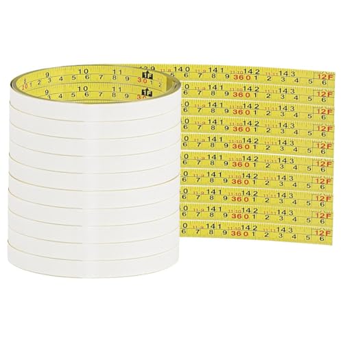 Bosiyrggrl 10 Packungen Selbstklebendes Maßband, Klebeband, Maßband zum Aufkleben (12 Fuß, Gelb) von Bosiyrggrl