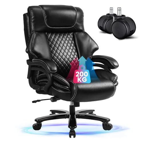Bosmiller Bürostuhl Chefsessel 200kg XXL Ergonomischer Schreibtischstuhl Extra Breit Drehstuhl mit Verstellbare Lendenwirbelstütze aus PU Leder, Tiefschwarz Bosmiller Bürostuhl Chefsessel 200kg XXL Ergonomischer Schreibtischstuhl Extra Breit Drehstuhl mit Verstellbare Lendenwirbelstütze aus PU Leder, Tiefschwarz von Bosmiller