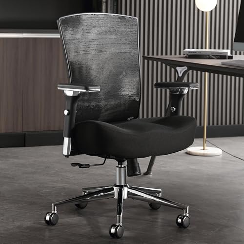 Bosmiller Bürostuhl Ergonomisch,Großer und hoher Drehstuhl,Burostuhl 200kg aus Mesh und Wippfunktion,Office Chair mit 4D Armlehnen,Schreibtischstuhl mit breitem Sitzkissen von Bosmiller