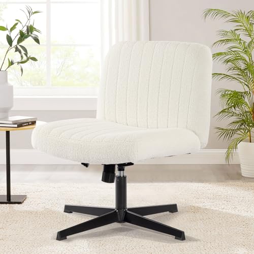 Bosmiller Bürostuhl Ohne Armlehnen Höhenverstellbar Schreibtischstuhl Armless Office Chair Schminktisch Stuhl 150KG Extra großes Kissen Stoff，Lambs von Bosmiller