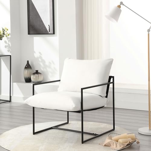 Bosmiller Sessel Wohnzimmer Einzelsofa für Schlafzimmer Modernes Design Metallrahmen Sessel mit Komfortabler weicher Memory-Schaum Doppelseitige Verwendung Kissen Abnehmbare Aufbewahrungstasche von Bosmiller