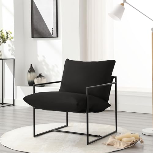 Bosmiller Sessel Wohnzimmer Einzelsofa für Schlafzimmer Modernes Design Metallrahmen Sessel mit Komfortabler weicher Memory-Schaum Doppelseitige Verwendung Kissen Abnehmbare Aufbewahrungstasche von Bosmiller