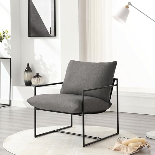 Bosmiller Sessel Wohnzimmer Einzelsofa für Schlafzimmer Modernes Design Metallrahmen Sessel mit Komfortabler weicher Memory-Schaum Doppelseitige Verwendung Kissen Abnehmbare Aufbewahrungstasche von Bosmiller