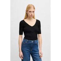 BOSS ORANGE Strickpullover "Faradisco Premium Damenmode" mit BOSS Metallcharm von Boss Orange