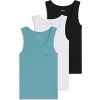 BOSS Tanktop "3P RibClassic BOSS ONE x David Beckham", Ton in Ton Stickerei auf der Brust von Boss