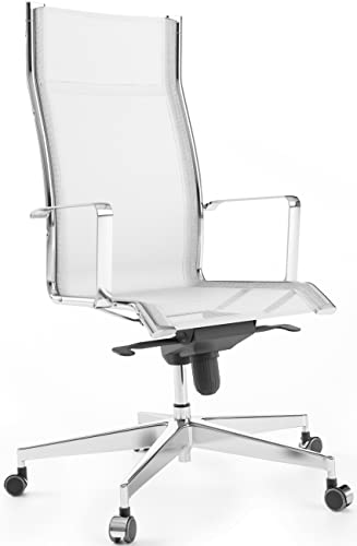 Bossberg BB70 Bürostuhl Ergonomisch Weiß - Chefsessel Bürostuhl in Atmungsaktivem Mesh, Drehstuhl mit Rollen Italienisches Design aus Stahl - Premium Qualität für Studio und Kinder Jungen von Bossberg