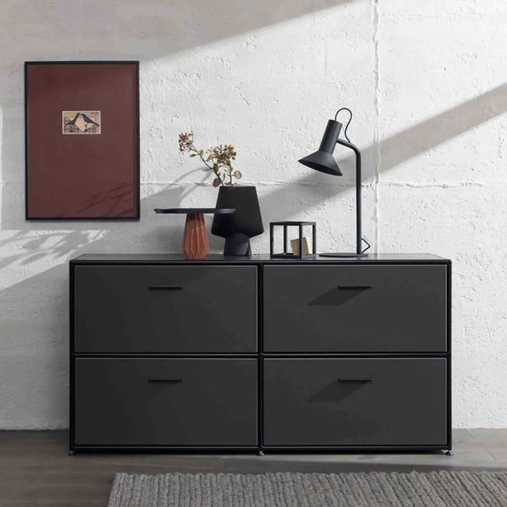 BOSSE SOLUTIONS Sideboard | Anthrazit | 2 Klappen und 2 Schubladen | Black Edition |  Jetzt auf Rechnung kaufen von Bosse