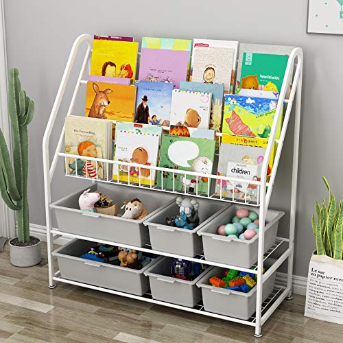 Kinder-Bücherregal Bücherregal Bücher und Spielzeug Aufbewahrung Organizer Display Ständer Regal von Bossjoy