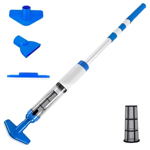 Bostar Poolsauger Akku mit Teleskopstange, 3 in 1 Tragbar Pool Staubsauger Handpoolsouger für Kleine Pools Spas von Bostar