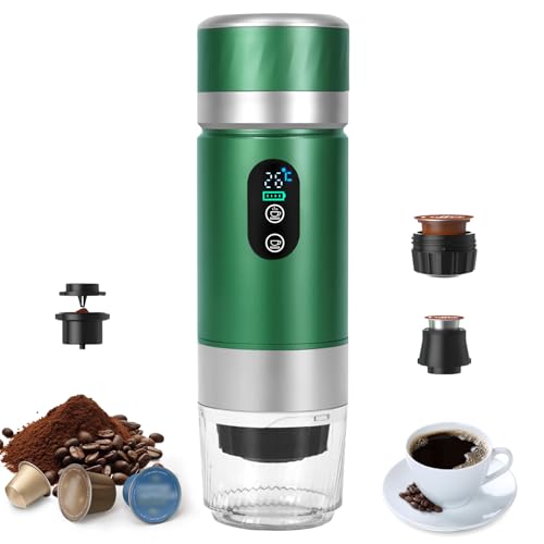Bostar Tragbare Kaffeemaschine, 3-in-1, elektrisch, wiederaufladbar, Espressomaschine, Digitalanzeige, Temperatur für kleine oder große Kapseln und gemahlenen Kaffee, für Büro, Reisen, Camping Bostar Tragbare Kaffeemaschine, 3-in-1, elektrisch, wiederaufladbar, Espressomaschine, Digitalanzeige, Temperatur für kleine oder große Kapseln und gemahlenen Kaffee, für Büro, Reisen, Camping von Bostar