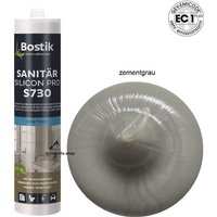 Bostik - S730 Sanitär Silicon Pro 300ml Kartusche Silikon Fugen Dichtstoff Zementgrau von Bostik