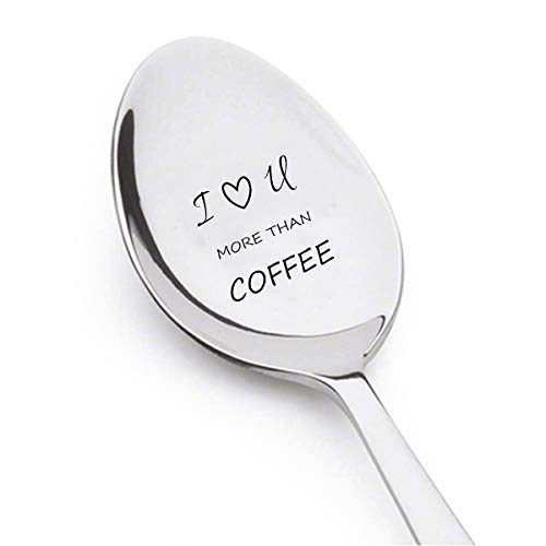 Boston Creative Company Silbergeschirr-Löffel mit der Aufschrift „I Love You More Than Coffee“, tolles Geschenk für Männer, Frauen, perfekt für den Kaffee, gravierter Löffel, Geschenk von Boston Creative Company