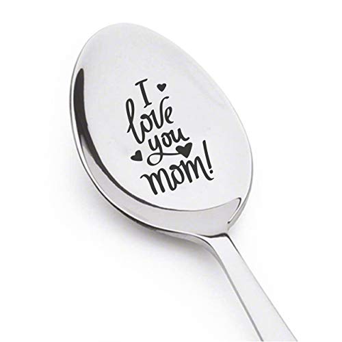 Kaffeelöffel mit Gravur "I Love You Mom", einzigartiges Geschenk für Mama, Vintage-Besteck, Geburtstagsgeschenk für Mama, Edelstahl-Löffel von Boston Creative Company