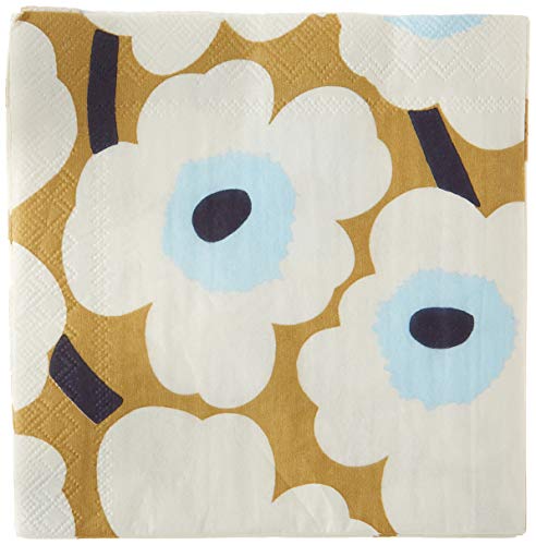 Boston International IHR Marimekko Cocktail-Papierservietten Cocktailservietten 5 x 5" Unikko Creme/Gold von Boston International