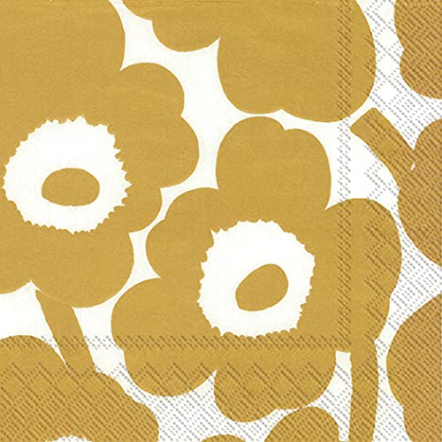 Boston International IHR Marimekko Cocktail-Servietten, 3-lagig, 12,7 x 12,7 cm, Unikko Weißgold von Boston International