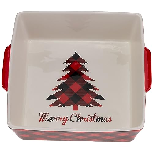 Boston International Keramik-Teller, tief, quadratisch, Weihnachts-Servierplatte, 19 x 19 cm, Schwarz und Weiß von Boston International