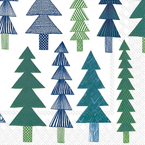 Ideal Home Range Marimekko Kuusikossa Papierservietten, 20 Stück, 3-lagig, Grün von Boston International
