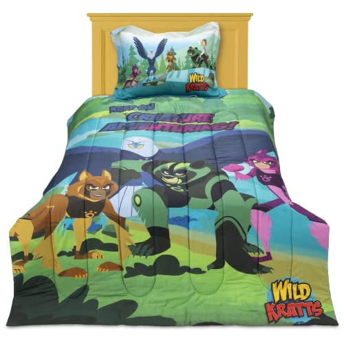 Original Wild Kratts Ultra Soft Tröster/Sham Set für Jungen, Mädchen, Baby, Kinder, Kleinkinder, Teenager-Kreatur-Abenteuer in Alaska-Thema, bedruckt, Baumwollsatin, weich, leicht, Kinder-Bettwäsche, von Boston Linen Company