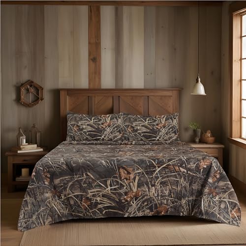 Realtree Max 4 Camouflage-Bettwäsche-Set für King-Size-Betten, aus Polyester-Baumwoll-Stoff, super weich, 4-teiliges Bettwäsche-Set für Schlafzimmer, Jagd und Outdoor-Camouflage-Bettwäsche – King von Boston Linen Company