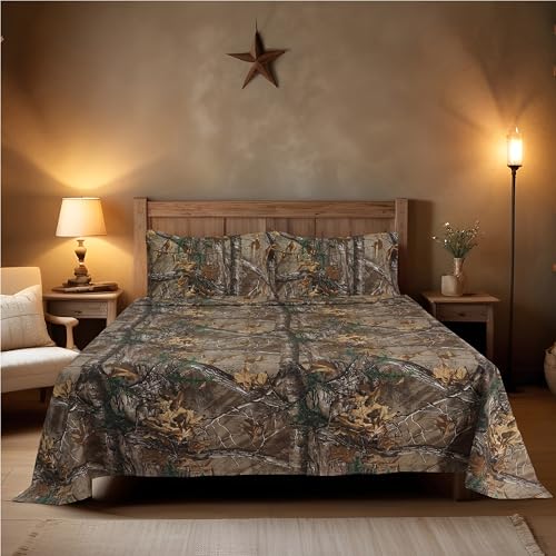 Realtree Xtra Camouflage-Bettwäsche-Set für King-Size-Betten, Polyester-Baumwollgewebe, superweich, pflegeleicht, Perkal-Gewebe, Camouflage-Bettwäsche,King Size von Boston Linen Company