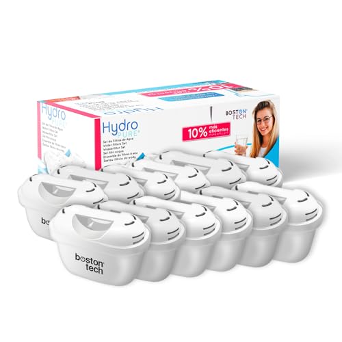 Hydro Pure+ Wasserfilter Pack 12 Filterpatronen kompatibel mit Brita Maxtra/Maxtra+/PerfectFit/Amazon Basics reduzieren Kalk und Chlor, kein Adapter erforderlich von Boston Tech