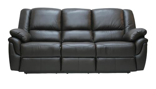 Bostonsofa Alabama 3-Sitzer Ledersofa mit Relaxfunktion - Hochwertiges Relaxsofa mit Liegefunktion - Zero-Wall System -Taschenfederkern - Echtleder & Kunstleder - ideal für Wohnzimmer - Dunkelbraun von Bostonsofa