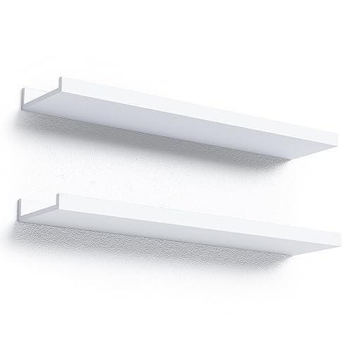 Boswillon 60 cm lange schwebende Regale zur Wandmontage, modernes weißes Wandregal für Schlafzimmer, Kinderzimmer, Bücherregal mit Lippe, Bilderleiste Regal für Wanddekoration, Wohnzimmer, Badezimmer, Boswillon 60 cm lange schwebende Regale zur Wandmontage, modernes weißes Wandregal für Schlafzimmer, Kinderzimmer, Bücherregal mit Lippe, Bilderleiste Regal für Wanddekoration, Wohnzimmer, Badezimmer, von Boswillon