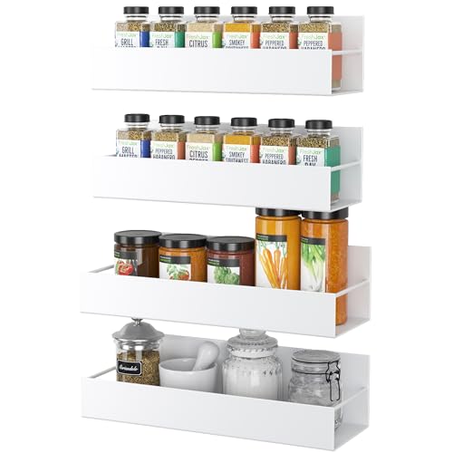 Boswillon Magnetisches Gewürzregal für Kühlschrank, beweglicher Gewürz-Organizer für Kühlschrank und Mikrowelle, starker Magnet, weiße Metallregale für Küche, Aufbewahrung, Organisation, Weiß, 4 Stück Boswillon Magnetisches Gewürzregal für Kühlschrank, beweglicher Gewürz-Organizer für Kühlschrank und Mikrowelle, starker Magnet, weiße Metallregale für Küche, Aufbewahrung, Organisation, Weiß, 4 Stück von Boswillon