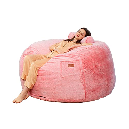 BotYcht Sitzsack Stuhl Abdeckung (nur Abdeckung, Keine Füllung), Lazy Lounger Sitzsack Aufbewahrungsstuhlbezug Viele Farben Und Größen Zur Auswahl,Watermelon red,132cm×76cm von BotYcht
