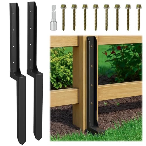 Reparatur-Set für Zaunpfosten (2er-Pack) – robuste Stahlhalterungen zur Befestigung von schiefen oder gebrochenen 4 x 4 & 6 x 6 Holz- und Metallpfosten – keine Grabenlösung nötig, mit einteiligem von BotaBay