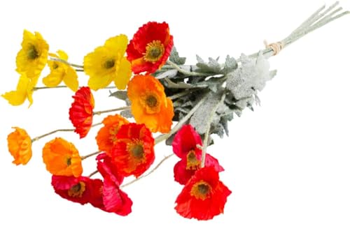 Botanic-Haus künstliche Sommer- und Herbstblumen (Mohnblumen Strauß) mit 4 Stielen, Farbe: sommermix von Botanic-Haus