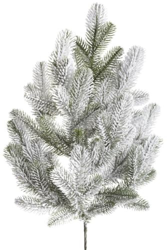 Botanic-Haus künstlicher Tannenast/Weihnachtszweig Karpaten Spritzguss groß, Farbe dunkelgrün beschneit von Botanic-Haus
