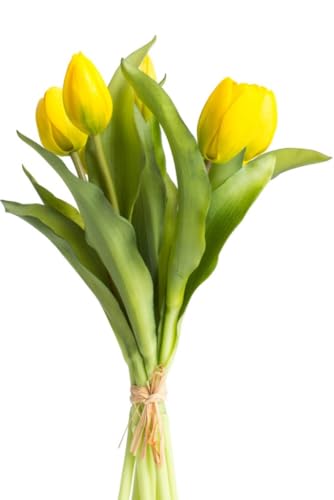 Botanic-Haus künstliches Tulpenbündel/künstlicher Tulpenbund Sandy mit 4 Tulpen und 3 Tulpenknospen Farbe: gelb real Touch von Botanic-Haus