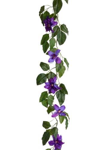 künstliche Blütengirlande/Frühlingsgirlande mit Clematis Farbe: lila von Botanic-Haus