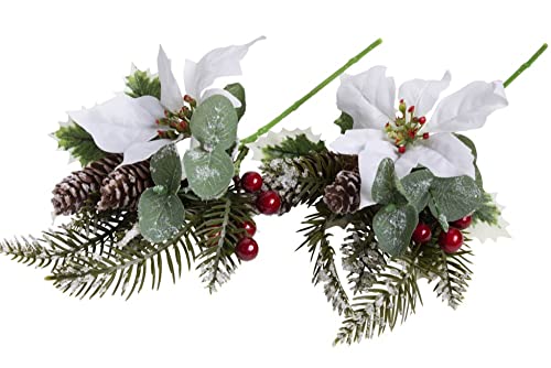 künstliche Weihnachtsdekoration (Tischaufleger) mit Poinsettien, Zapfen und Tannengrün (2 Stück) von Botanic-Haus