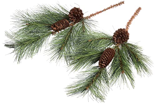 Botanic-Haus künstlicher Kiefernzweig/Weihnachtszweig mit 2 Zapfen (2 Stück) von Botanic-Haus