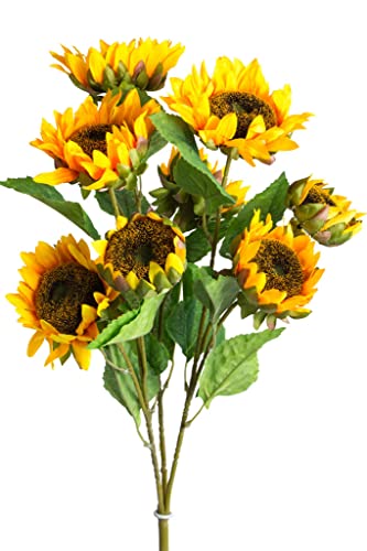 künstlicher Sonnenblumenbusch groß mit 3 Stielen Farbe: gelb von Botanic-Haus